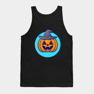 Cute Witch Pumpkin Halloween Cartoon Vector Icon Illustration Tank Top